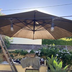 Large offset Patio umbrella, Stand & Cover