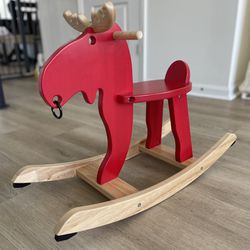 Ikea Ekorre Rocking moose, red/rubberwood