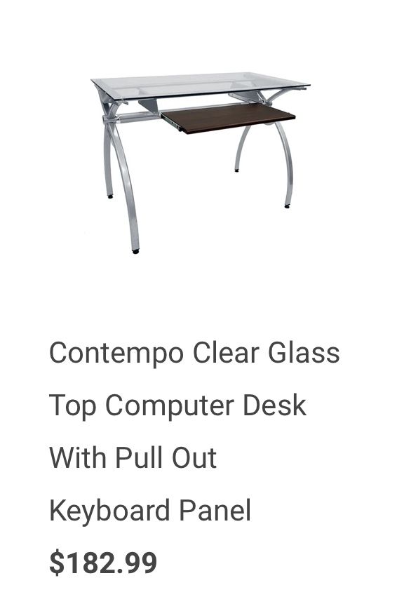 Contemporary Clear Glass Computer Desk