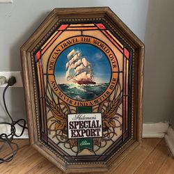 Vintage 1982 Heilemans Special Export Illuminated Bar Sign Sailing Ship Beer