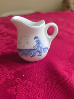 Vintage Delft Blue Miniature Ceramic Pitcher 2.5" Hand Painted