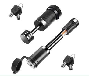 METOWARE Keyed Alike Hitch Lock& Coupler Lock Set, 5/8" Dia 3-1/2” Long Trailer Hitch Locks For Class III IV 2" & 2-1/2" Receiver, Dia 1/4" Trailer Co