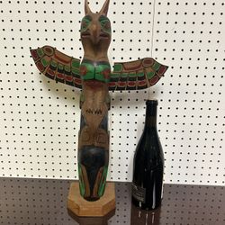 Henry Robertson (Haisla, 1(contact info removed)) Carved Red Cedar Totem, Owl & Killer Whale  - Pacific Northwest