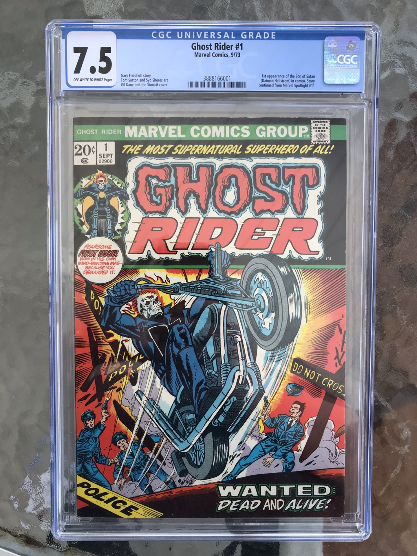 Ghost Rider #1 (1973) CGC 7.5 — O/w To White Pages; 1st Son of Satan (Hellstrom)
