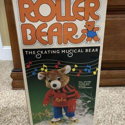 Battery Operated Roller Bear the Skating Musical Bear Red Shirt Scarf