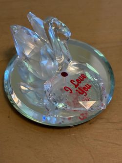Crystal Swan Figurine with I Love You Heart