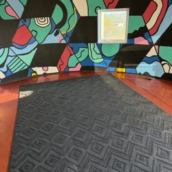 NEW 9x12 Charcoal Rug - Black Indoor Outdoor Geometric Diamond Rug