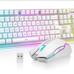 RedThunder K10 Wireless Gaming Keyboard and Mouse Combo, LED Backlit Rechargeable 3800mAh Battery, Mechanical Feel Anti-ghosting Keyboard + 7D 3200DPI