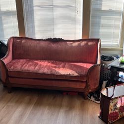 Red Velvet Vintage Couch 