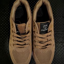 New Fashion Women Lightweight Knit Sneakers Breathable LaceUp Kaki 6