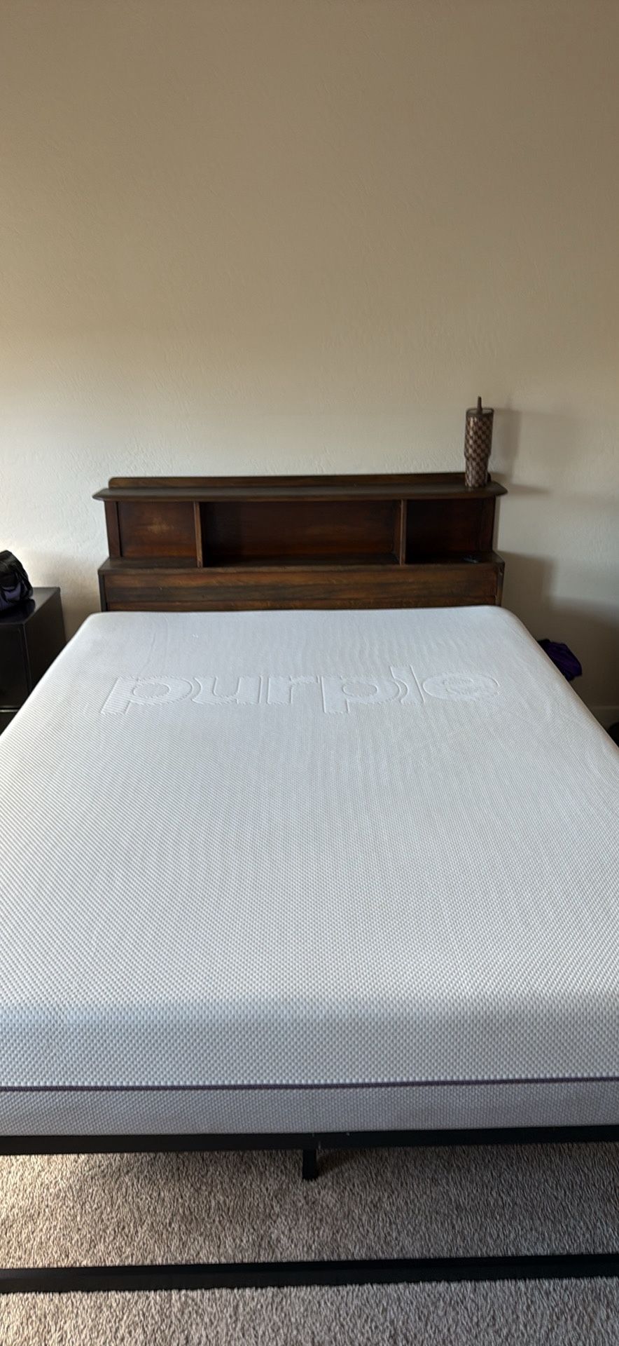 Queen purple Mattress + Bed frame