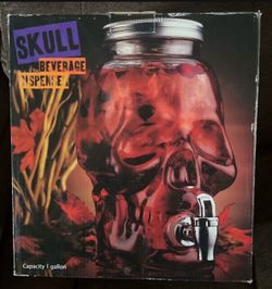 Glass Skull Beverage Dispenser New