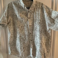 White & Sage Green Paisley Shirt 