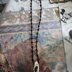 Scrimshaw  Eagle  Necklaces  Black Or Red Beads 