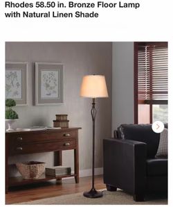Bronze Floor Lamp with Natural Linen Shade