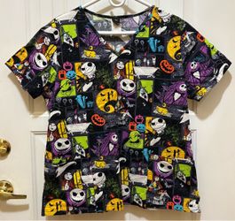 Disney Nightmare Before Christmas women’s LARGE scrub top
