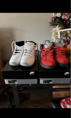 Jordan Columbia 11’s  Jordan Fire red 5s  BOTH SZ 7 men. Condition- slightly used  $150 for both-