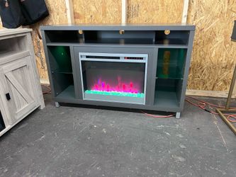 Brand new tv stand with electric fireplace heat led light remote control