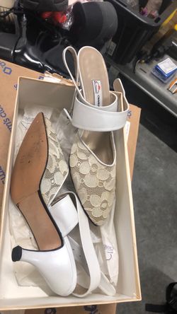 Charles David White Lace Slingback Heels
