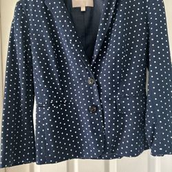 Banana Republic navy blue polka dot blazer: Size 8