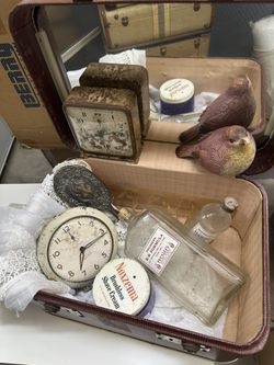 Vintage Suitcase And Vanity Beauty Tchotchke