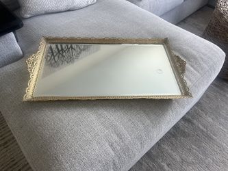 Gold Leaf Mirrored Tray - 