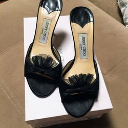 Jimmy Choo $465 Satin & Tulle Heels W/box - 37.5