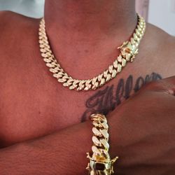 Gold Cuban Set  Chain + Bracelet
