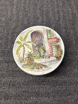 Vintage 90s Olive Can Round Scenic Tin New Orleans Travel Architecture Landscape