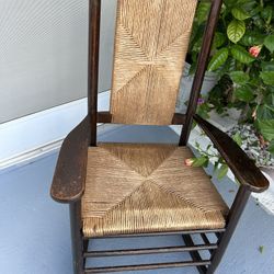 Rattan & Wood Rocking Chair