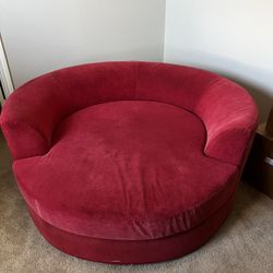 Red Round Microfiber Loveseat 