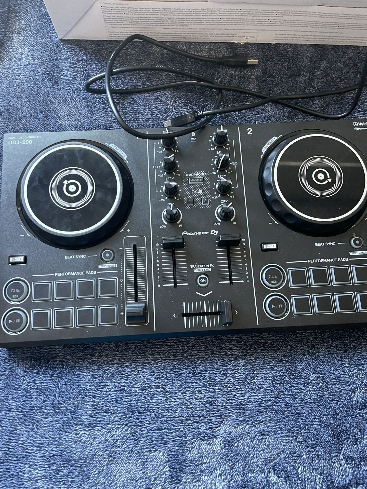 Pioneer DJ DDJ-200 - 2-deck Digital DJ Controller with USB/Bluetooth Connectivity, WeDJ App, and 16 Performance Pads