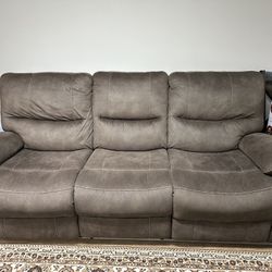 Faux Leather Reclining Three Seat Sofa