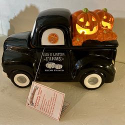 Mr. Halloween LED Light Up Black Ceramic Truck W/Light Up Jack O’ Lanterns Brand New With Tags 
