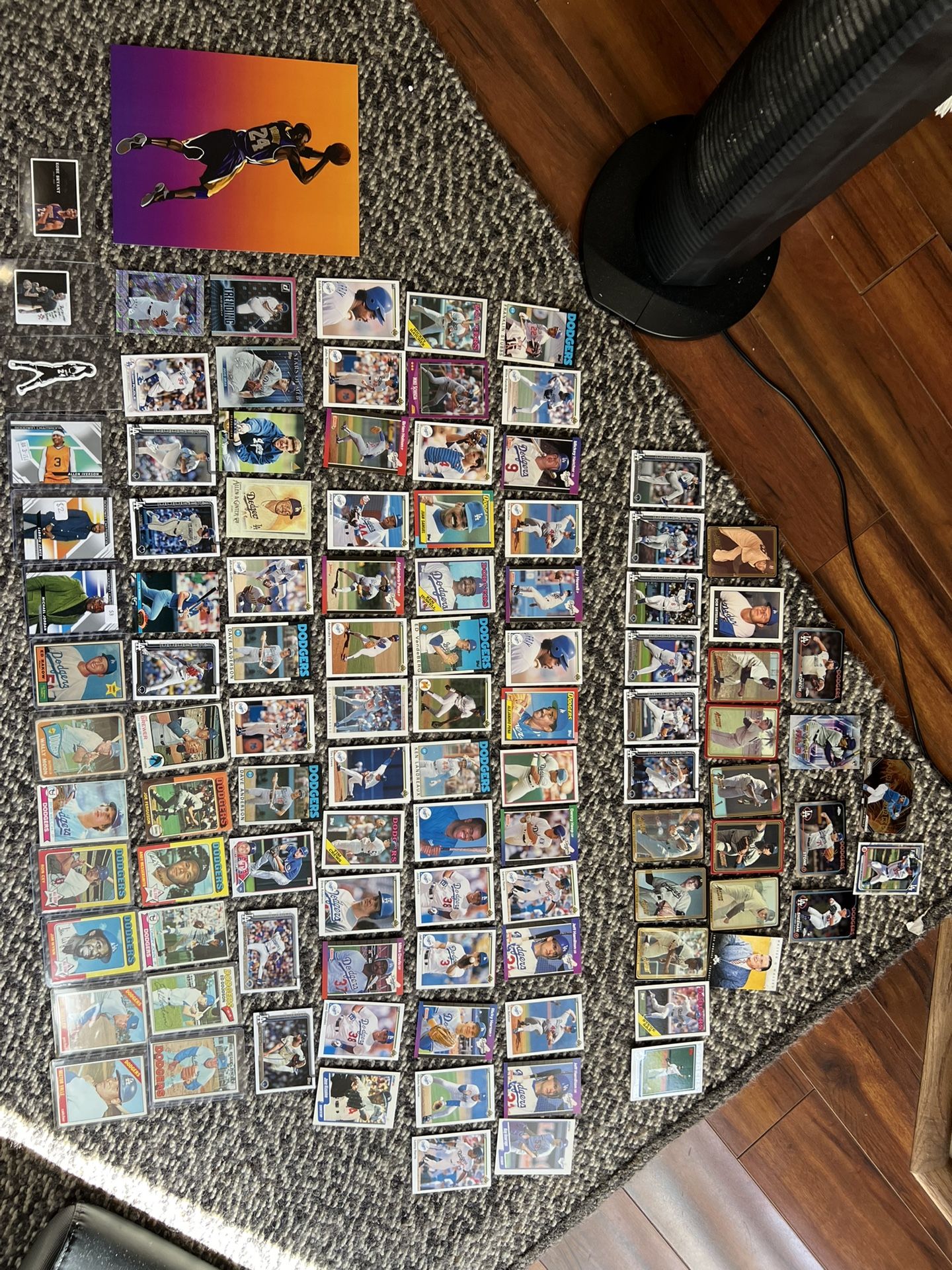 87 Cards Of Los Angeles Dodgers Plus Kobe Poster And Michael Jordan Lebron Iverson Cards