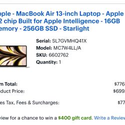 Apple MacBook Air 13 Inch Laptop New/Unused