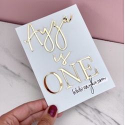 “David Is One” Cake Decoration Gold Acrylic