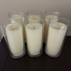 Set Of 6 Glass Candles.