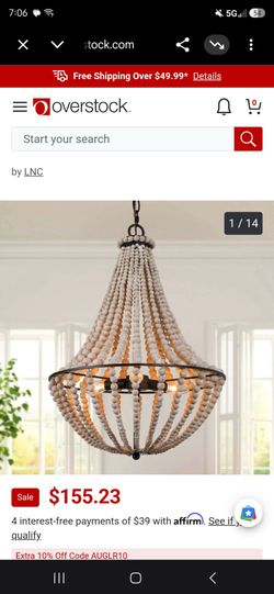 Farmhouse Wood Bead Chandelier