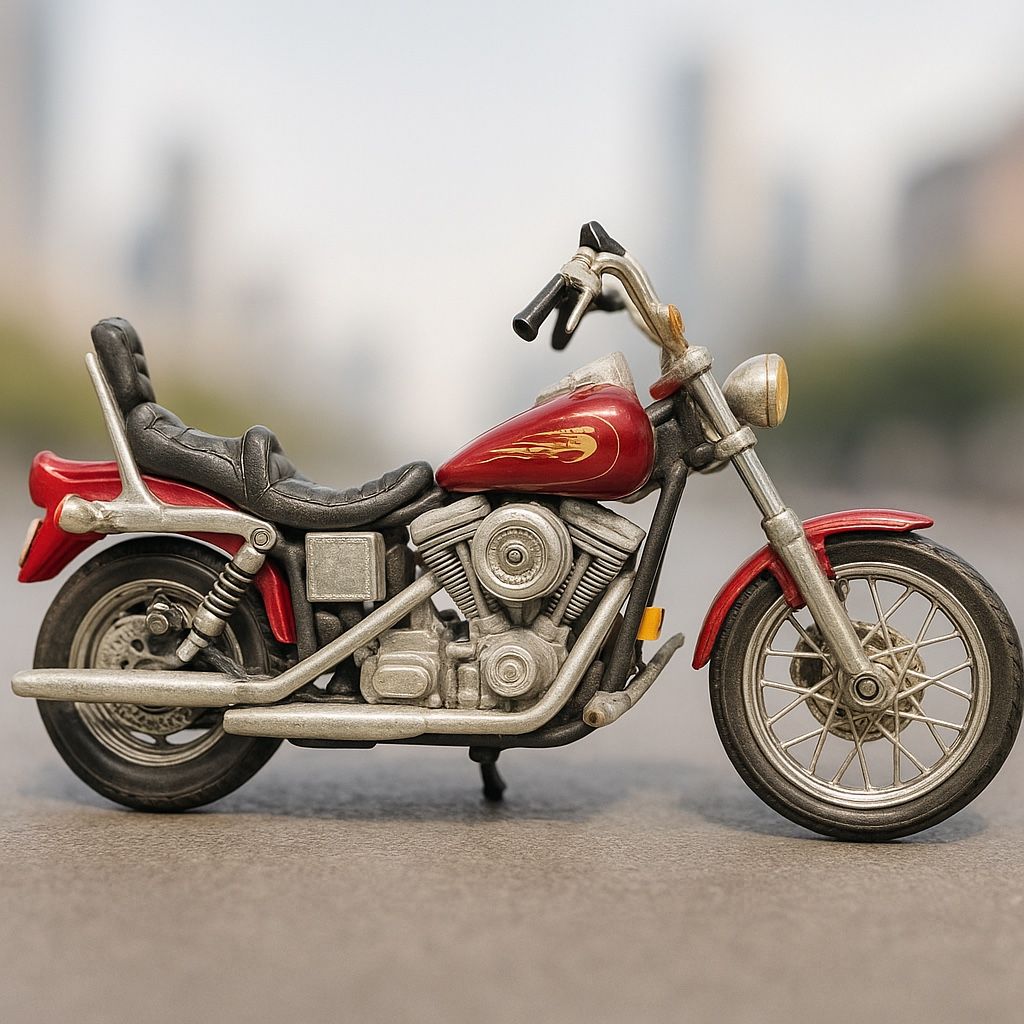 Harley-Davidson 1990s FXDWG Dyna Wide Glide Red Diecast Motorcycle, 5”