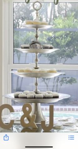 Large 4 Tier Silver-Tone Round Party Wedding Server 