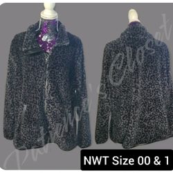 Torrid Grey & Black Animal Print Zip Up Fleece
