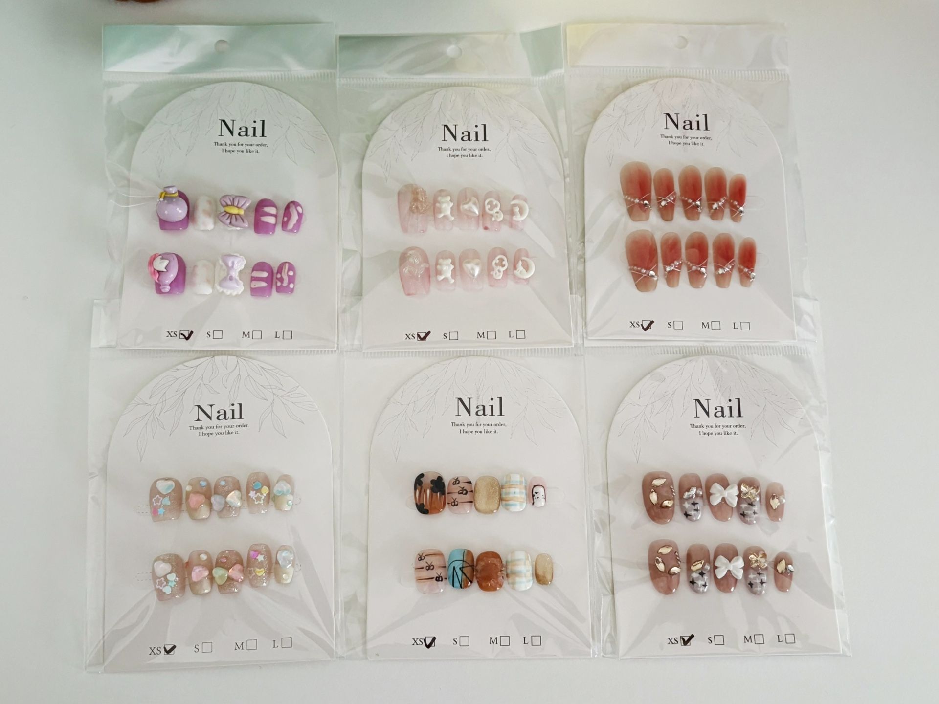 Size XS Press On/Push On Nails (Price For Each Pair)