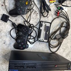 PS2 Console Bundle – 11 Games, Controllers, Network Adapter – AS-IS (Non-Working) 