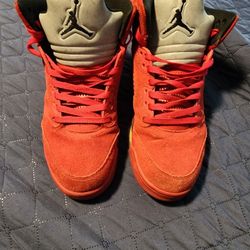 Red Suede Jordan 5's