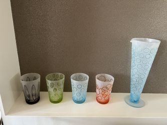 Manorisms Colorful Glassware—Pitcher and 4 Glasses Smoke free household 