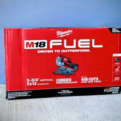 Brand new Milwaukee M18 FUEL 18V 10 in. Lithium-lon Brushless Cordless Dual Bevel Sliding Compound Miter Saw Kit with One 8.0 Ah Battery