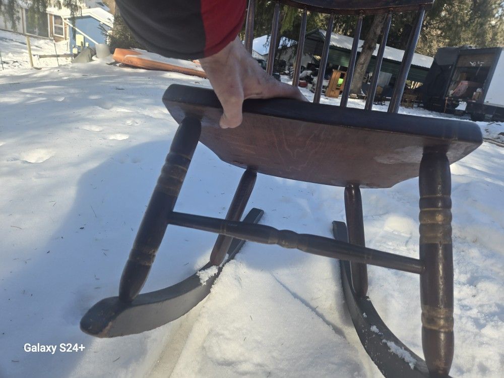 Vintage Rocking Chair Painted Black Finish 70 Sale