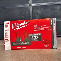 Milwaukee M12 High Output 5.0 Ah Battery Pack (2-Pack) Starter Kit with Charger 