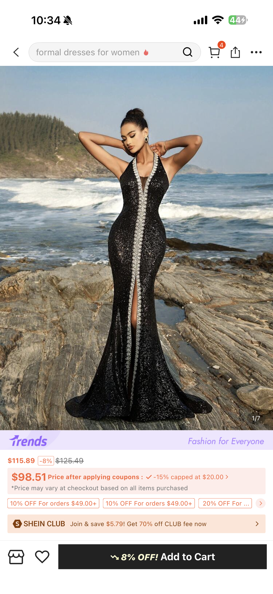 Shein black Sparkly Evening Dress